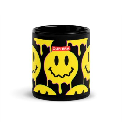 Smiley Face Acid Drip Black Mug - Image 3