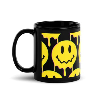 Smiley Face Acid Drip Black Mug - Image 2