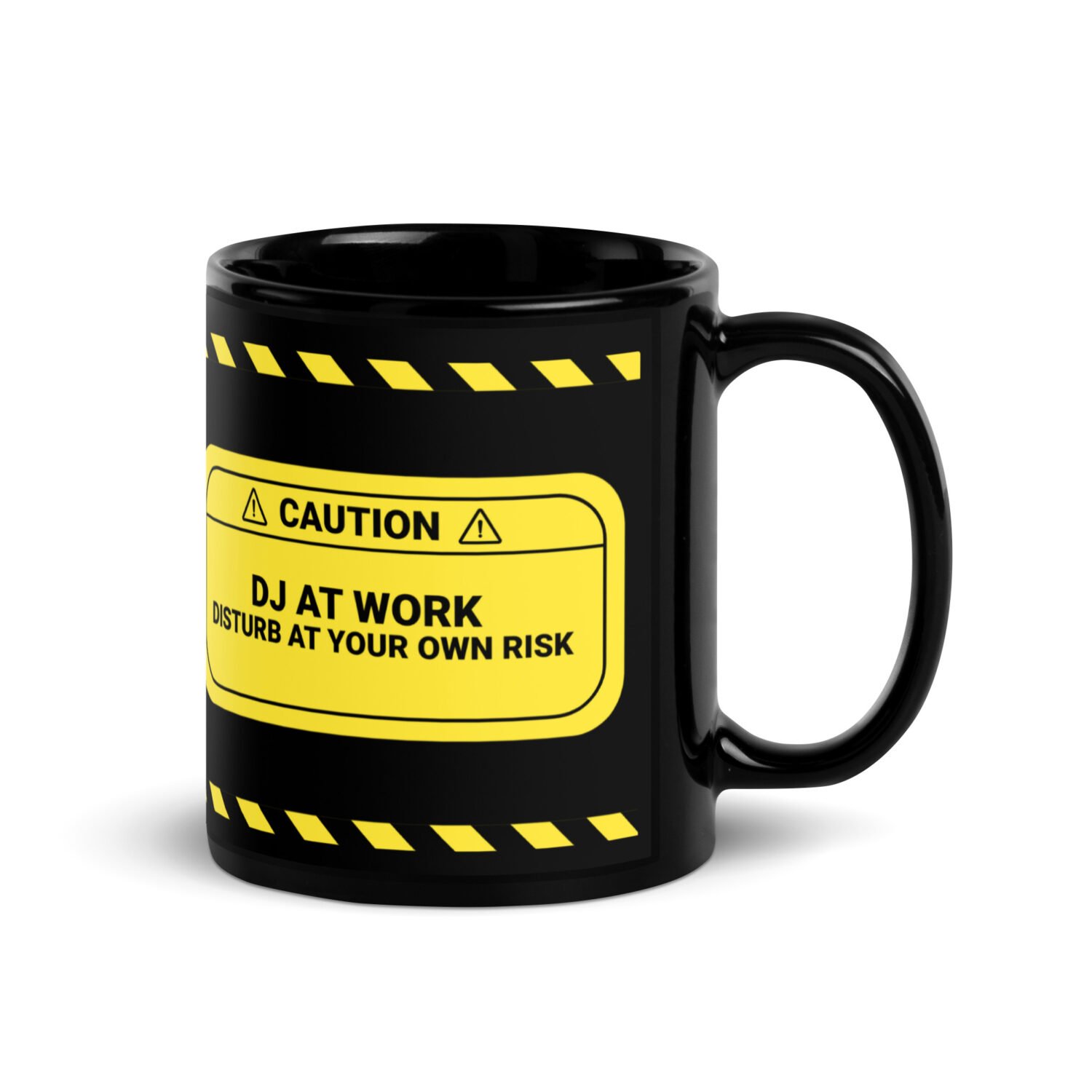 Caution: DJ At Work Black Mug