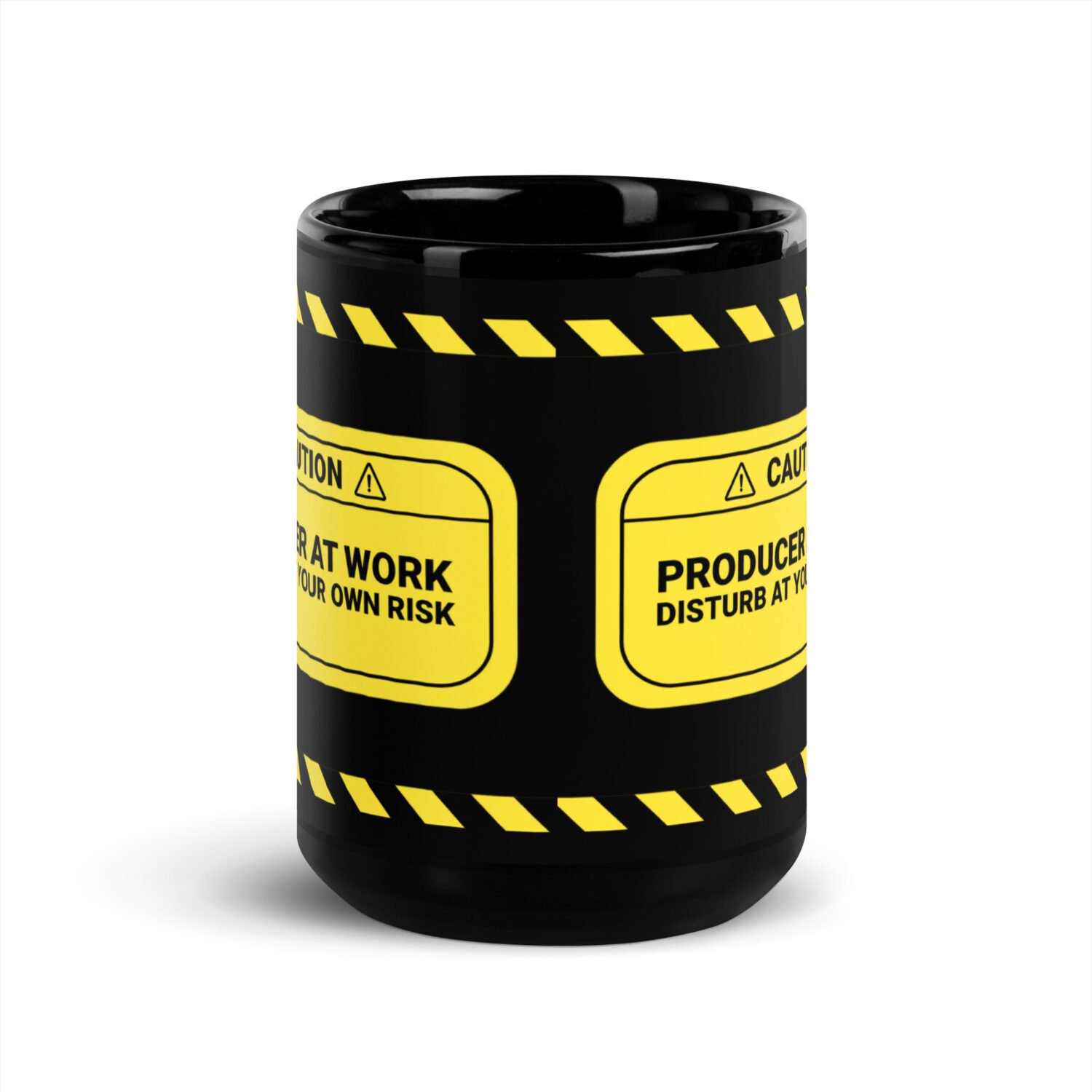 Caution: Producer At Work Black Mug - Image 6
