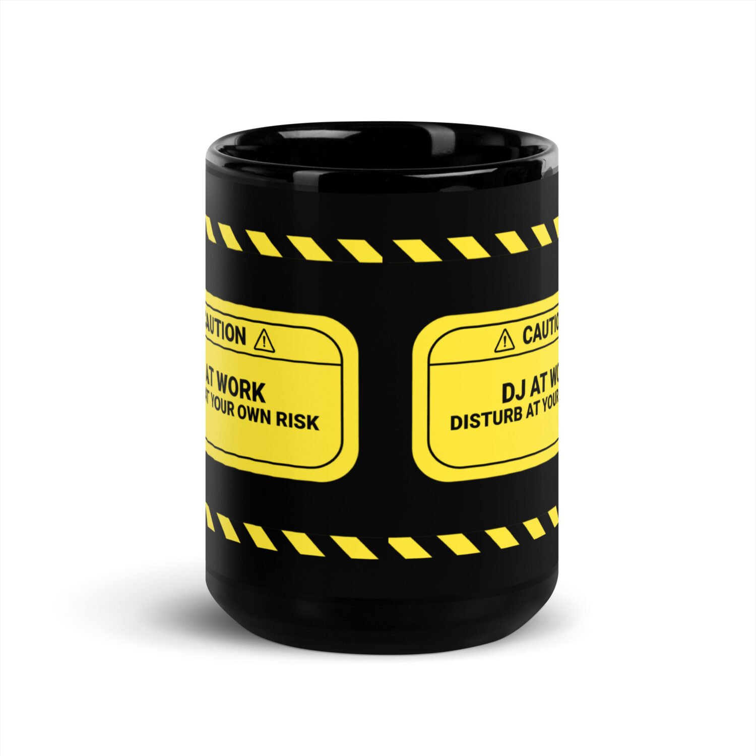 Caution: DJ At Work Black Mug - Image 6