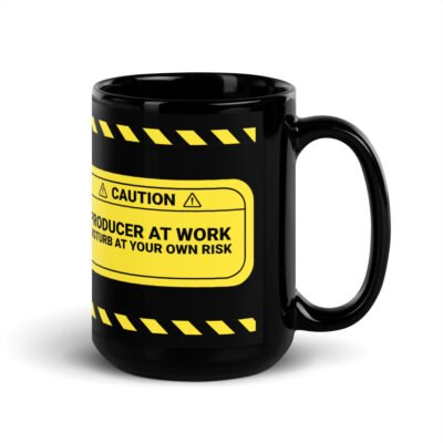 Caution: Producer At Work Black Mug - Image 5