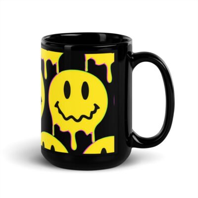 Smiley Face Acid Drip Black Mug - Image 5