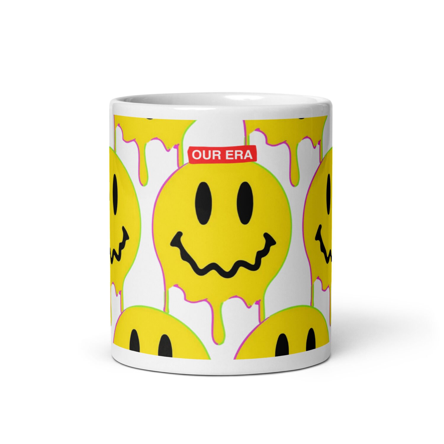 Smiley Acid Face Drip White Mug - Image 4