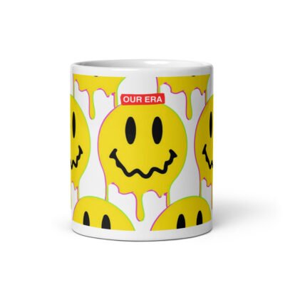 Smiley Acid Face Drip White Mug - Image 4
