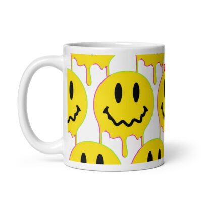 Smiley Acid Face Drip White Mug - Image 3