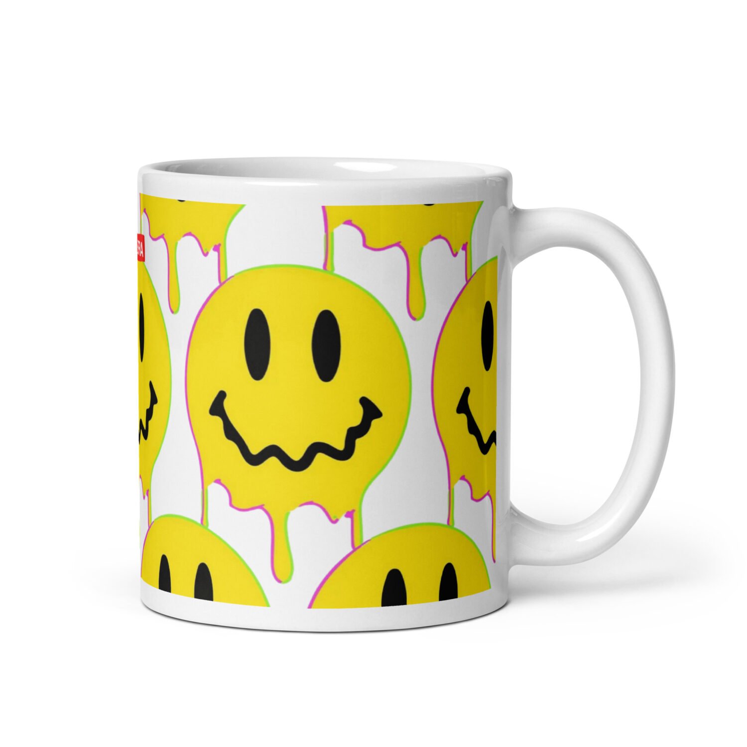 Smiley Acid Face Drip White Mug - Image 2