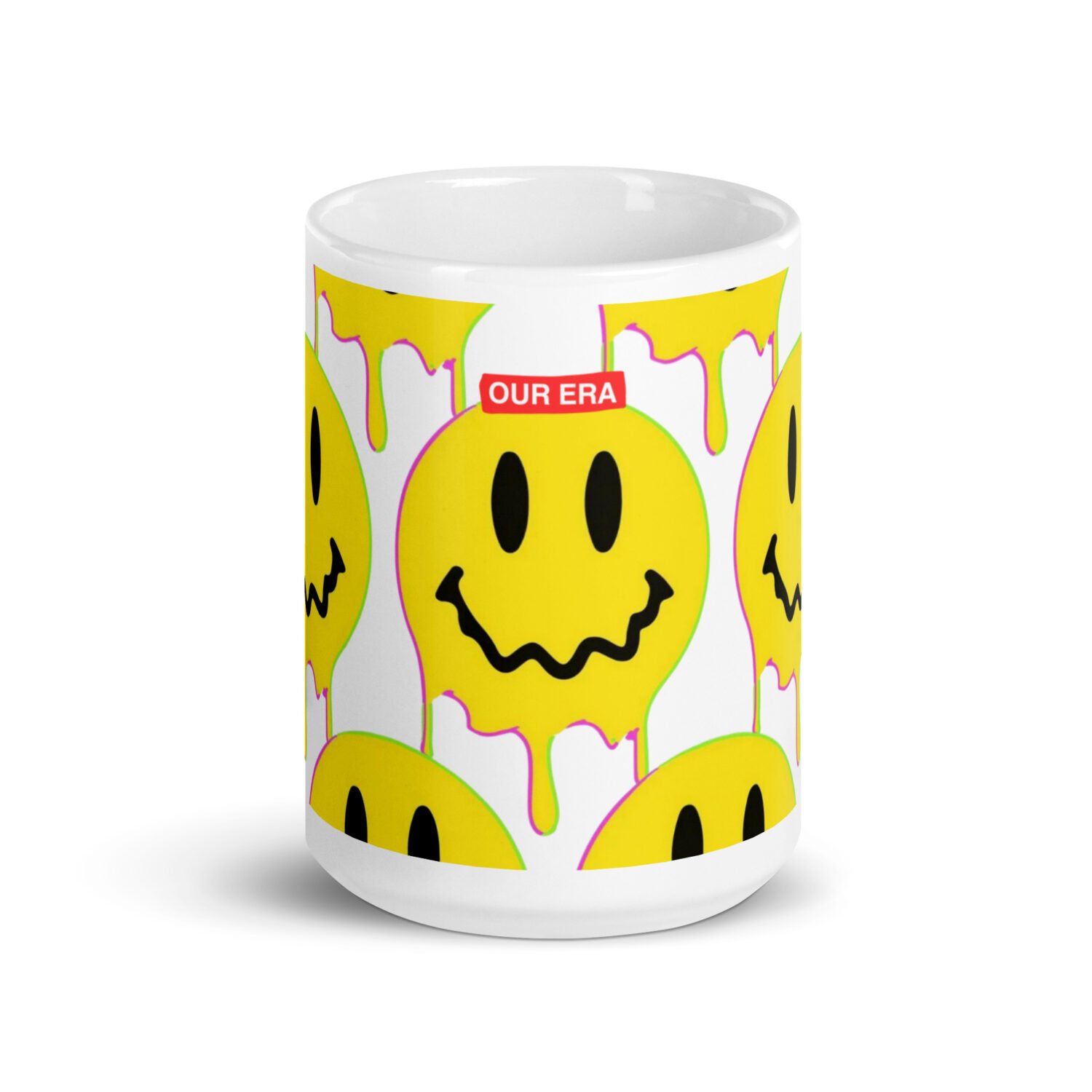 Smiley Acid Face Drip White Mug - Image 7