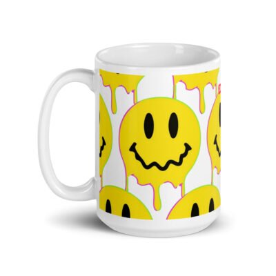 Smiley Acid Face Drip White Mug - Image 6