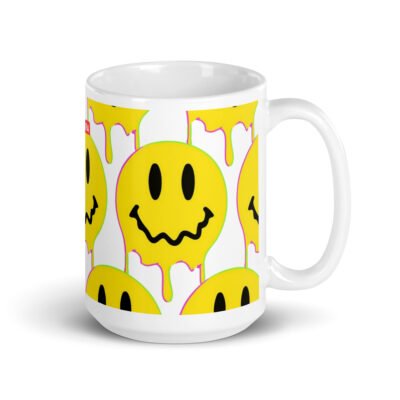Smiley Acid Face Drip White Mug - Image 5