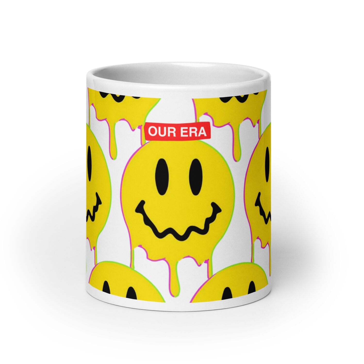 Smiley Acid Face Drip White Mug - Image 9