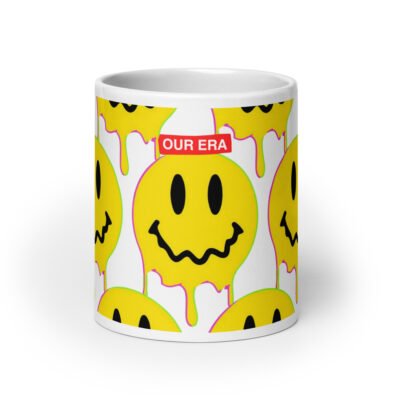 Smiley Acid Face Drip White Mug - Image 9