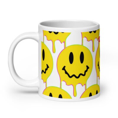 Smiley Acid Face Drip White Mug - Image 8