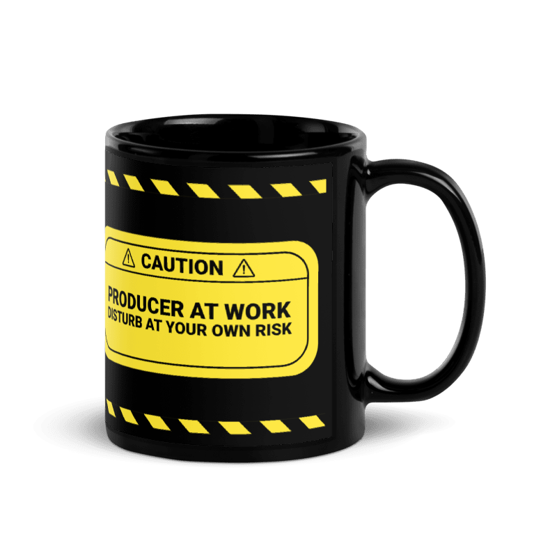 Caution: Producer At Work Black Mug