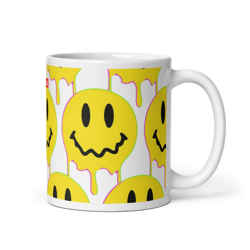 Smiley Face Acid Drip White Mug