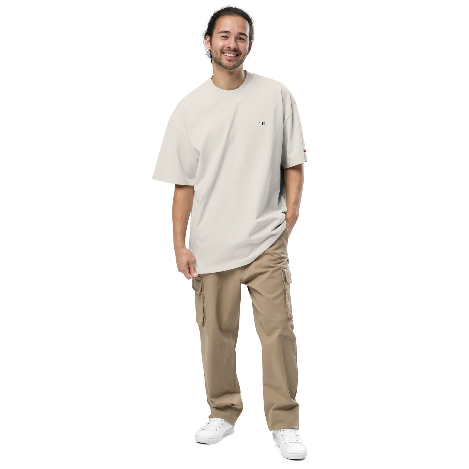 Oversized Minimal T-shirt (Faded Bone/Eucalyptus/Khaki) - Image 3