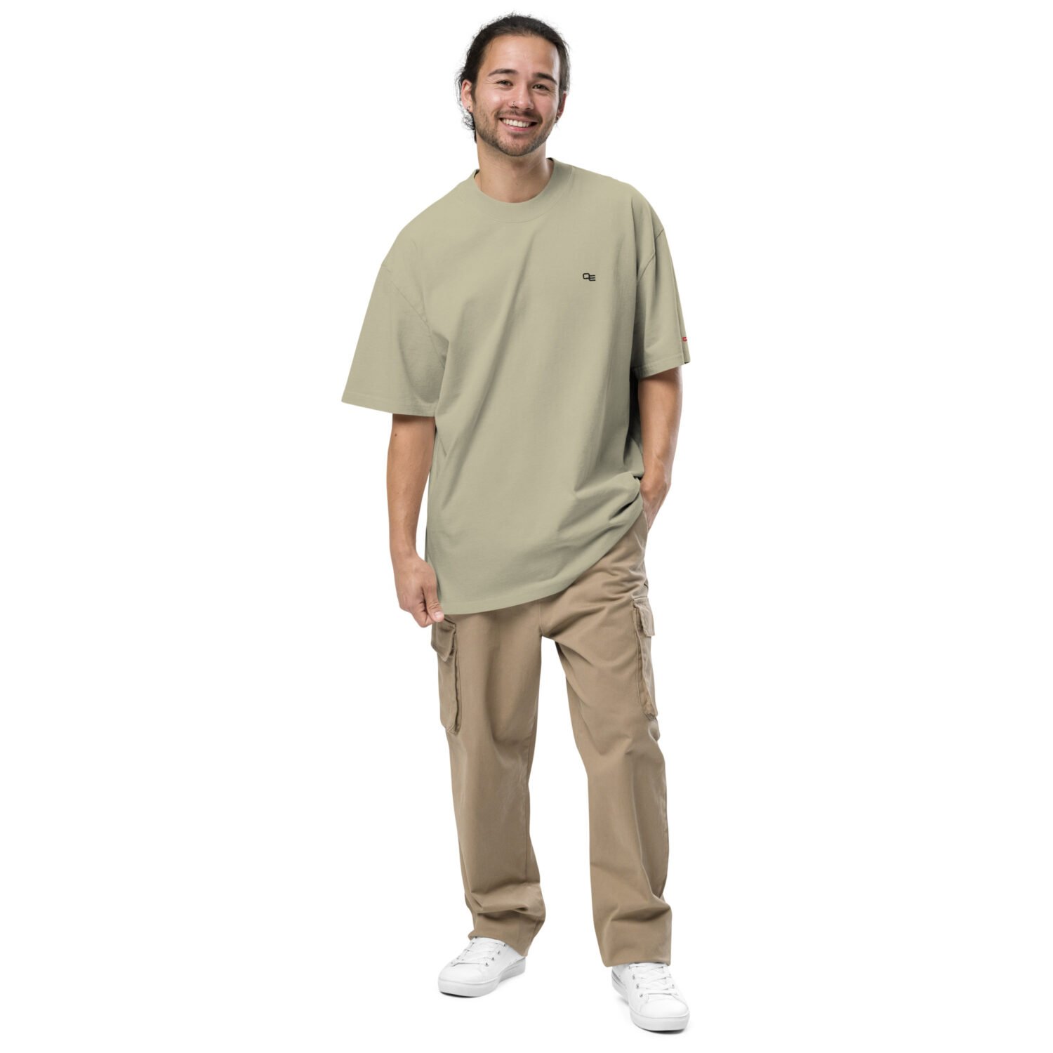 Oversized Minimal T-shirt (Faded Bone/Eucalyptus/Khaki)