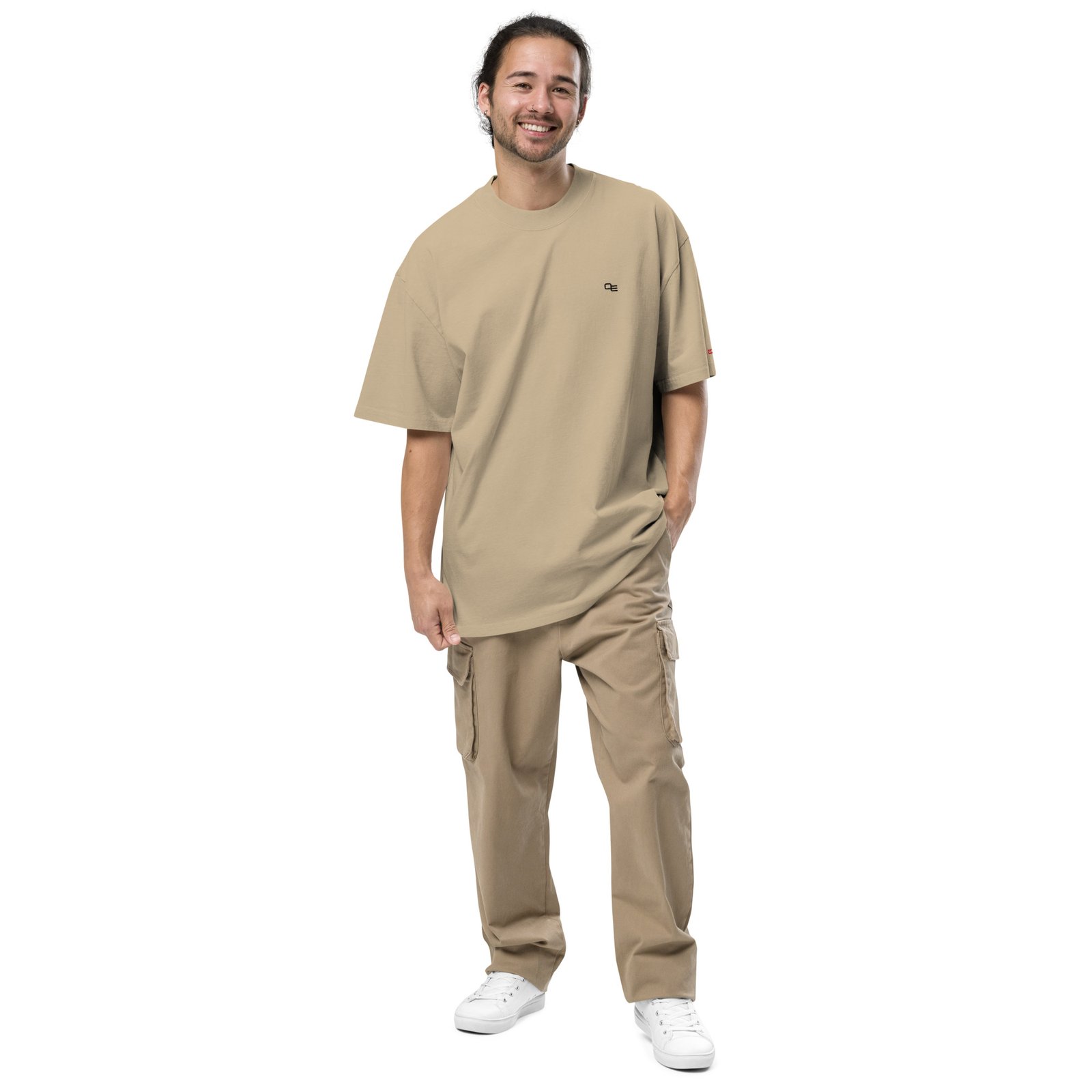 Oversized Minimal T-shirt (Faded Bone/Eucalyptus/Khaki) - Image 2